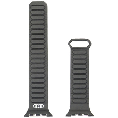 Audi Logo Synthetic Leather Magnetic Ring Strap for Apple Watch 44/45/46/49 mm - Black