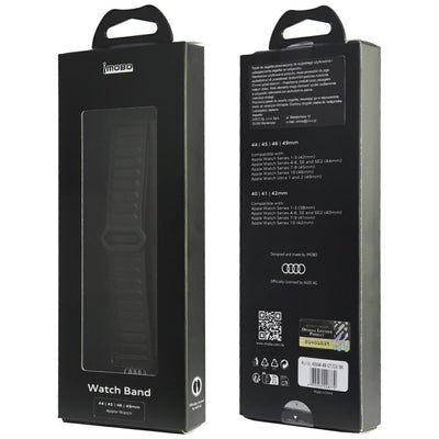 Audi Logo Synthetic Leather Magnetic Ring Strap for Apple Watch 44/45/46/49 mm - Black