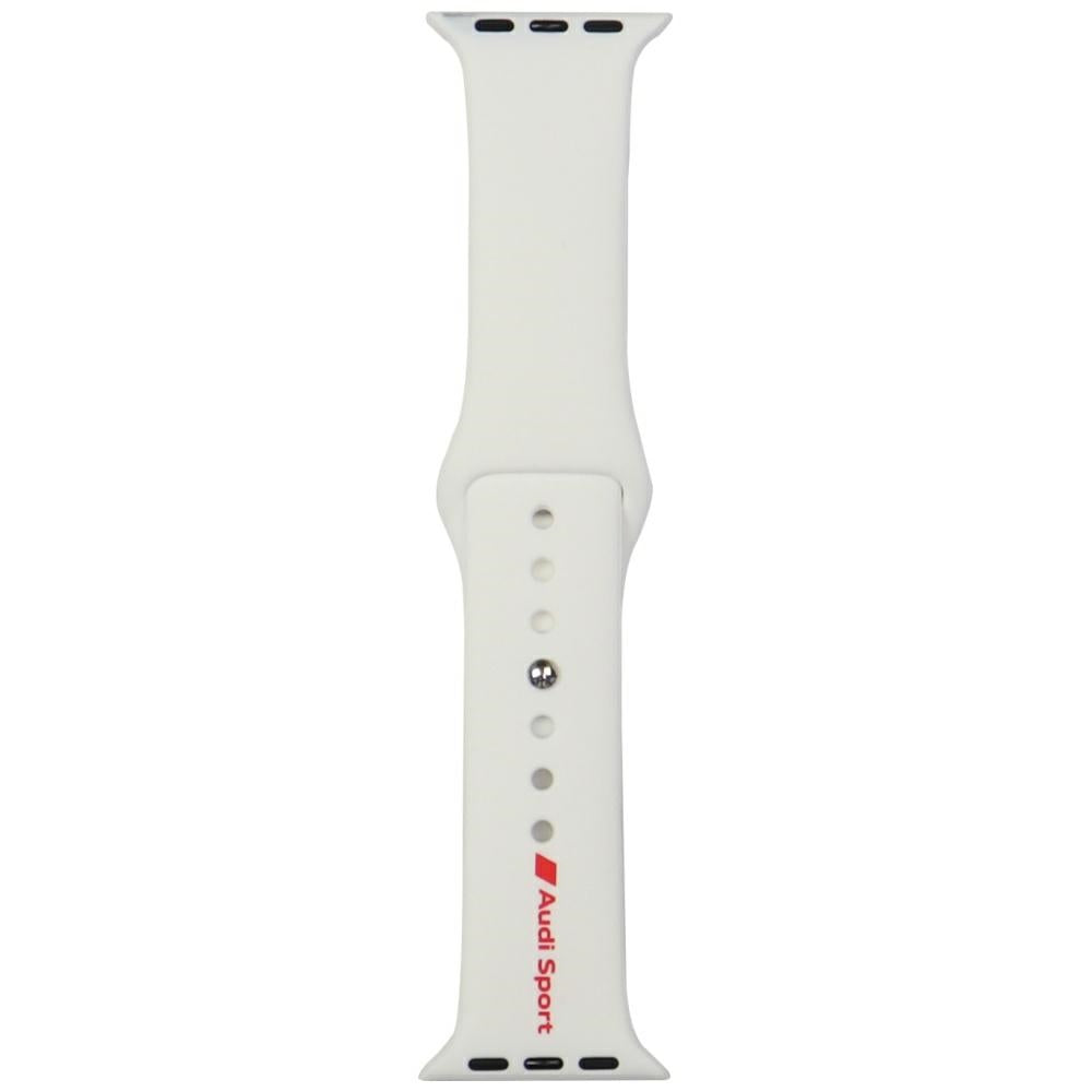 Audi Sport Red Logo Silicone Watch Strap for Apple Watch 40 / 41 / 42 mm - white