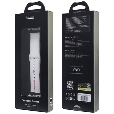 Audi Sport Red Logo Silicone Watch Strap for Apple Watch 44 / 45 / 46 / 49 mm - white