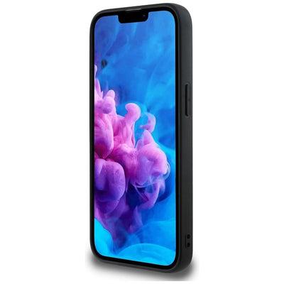 DKNY Leather Checkered Mono Pattern MagSafe iPhone 16e Case - Black