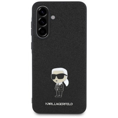 Karl Lagerfeld Fixed Glitter Ikonik Logo Metal Pin Case for Samsung Galaxy A56 - Black