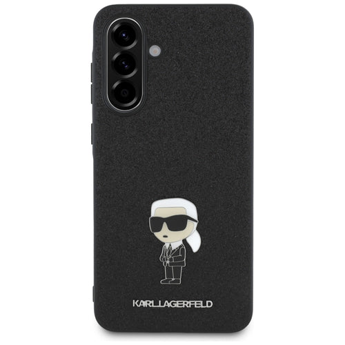 Karl Lagerfeld Fixed Glitter Ikonik Logo Metal Pin Case for Samsung Galaxy A56 - Black
