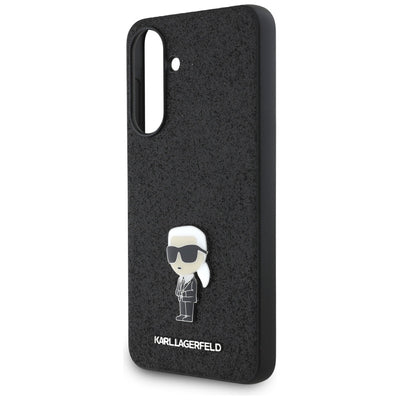 Karl Lagerfeld Fixed Glitter Ikonik Logo Metal Pin Case for Samsung Galaxy A56 - Black