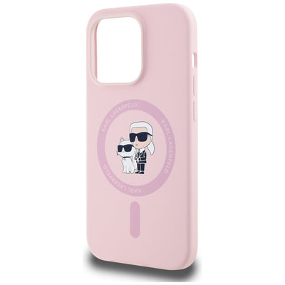 Karl Lagerfeld Silicone Karl&amp;Choupette MagSafe Case for iPhone 14 Pro Max - Pink
