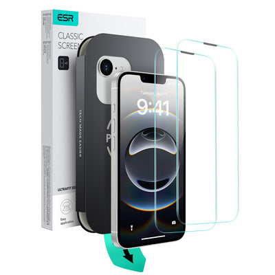 ESR UltraFit Tempered Glass 2-pack case for iPhone 13 / 13 Pro / 14 / 16e