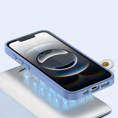 Dux Ducis Lawa iPhone 16e Leather Case with Detachable Magnetic Wallet - Blue