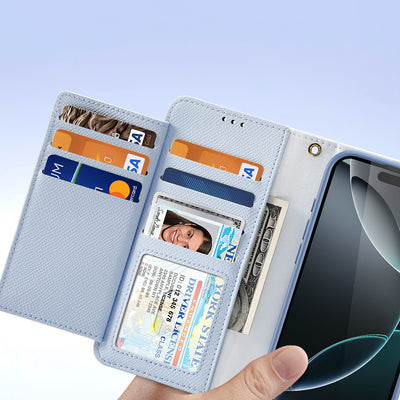 Dux Ducis Lawa iPhone 16 Pro Leather Case with Detachable Magnetic Wallet - Blue