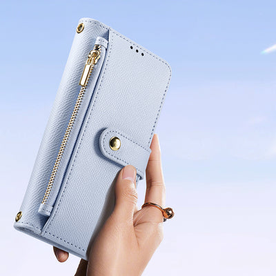 Dux Ducis Lawa iPhone 16 Pro Leather Case with Detachable Magnetic Wallet - Blue