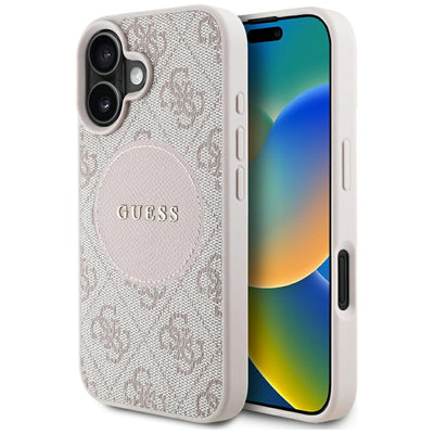 Guess 4G Circle Classic Logo MagSafe iPhone 16 Case - Pink