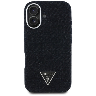 Guess Denim Triangle Logo MagSafe case for iPhone 16 - black