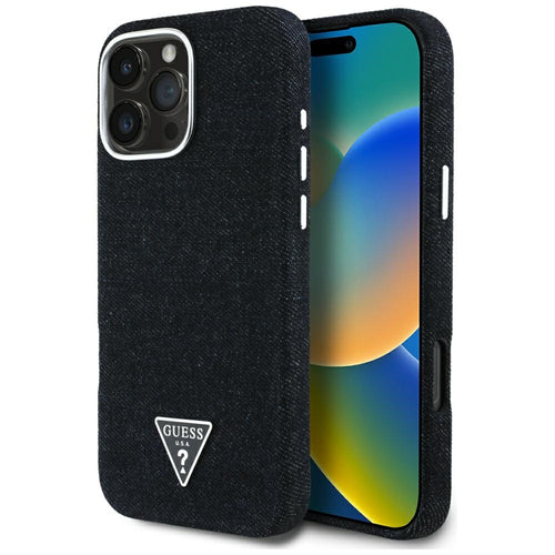 Guess Denim Triangle Logo MagSafe case for iPhone 16 Pro - black