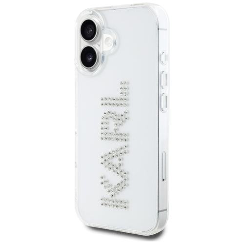 Karl Lagerfeld IML Rhinestones Logo iPhone 16 Case - Transparent