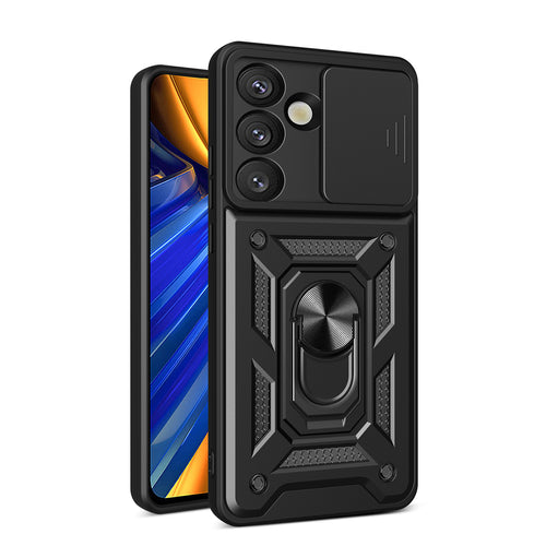 Hybrid Armor Camshield Armored Case with Stand and Camera Cover for Vivo V50 Lite 4G - Black — Hurtel
