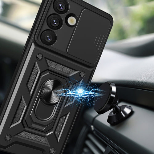 Hybrid Armor Camshield Case with Stand and Camera Cover for Oppo F29 Pro 5G - Black — Hurtel