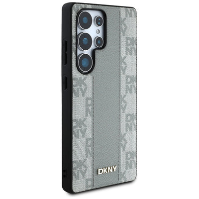 DKNY Leather Checkered Pattern MagSafe Case for Samsung Galaxy S25 Ultra - Gray