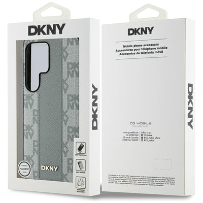 DKNY Leather Checkered Pattern MagSafe Case for Samsung Galaxy S25 Ultra - Gray