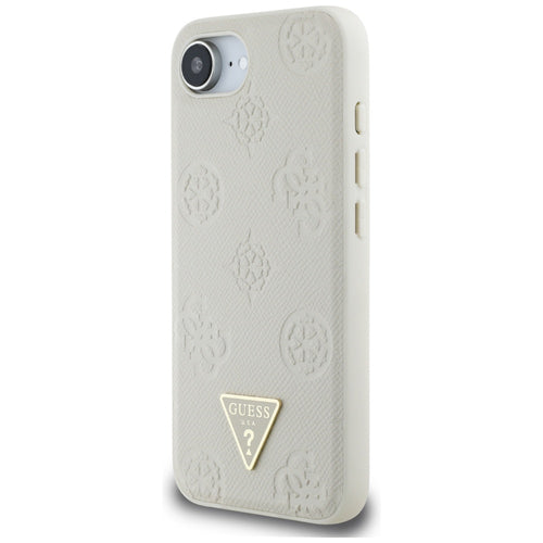 Guess Grained Hot Stamp Peony Triangle Logo MagSafe case for iPhone 16e - beige