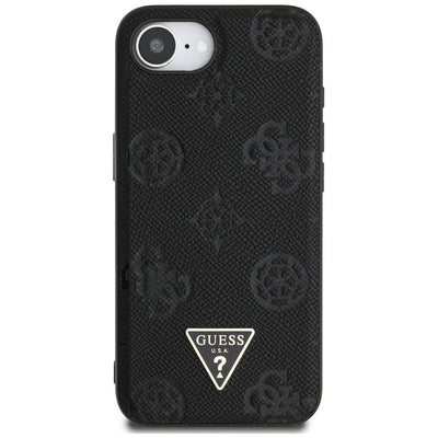 Guess Grained Hot Stamp Peony Triangle Logo MagSafe Case for iPhone 16e - Black