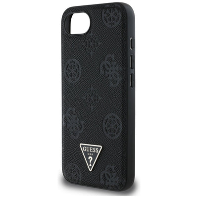 Guess Grained Hot Stamp Peony Triangle Logo MagSafe Case for iPhone 16e - Black