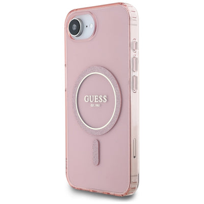 Guess IML Glitter Circle MagSafe case for iPhone 16e - pink