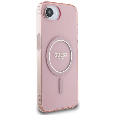 Guess IML Glitter Circle MagSafe case for iPhone 16e - pink
