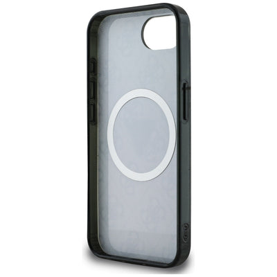 Guess IML Metal Glitter 4G Circle Triangle MagSafe Case for iPhone 16e - Black