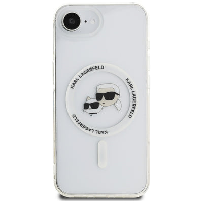 Karl Lagerfeld IML Metal Karl &amp; Choupette Heads MagSafe iPhone 16e Case - White