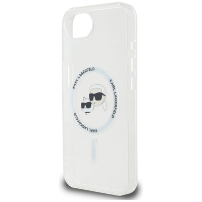 Karl Lagerfeld IML Metal Karl &amp; Choupette Heads MagSafe iPhone 16e Case - White