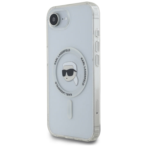 Karl Lagerfeld IML Metal Karl Head MagSafe Case for iPhone 16e White