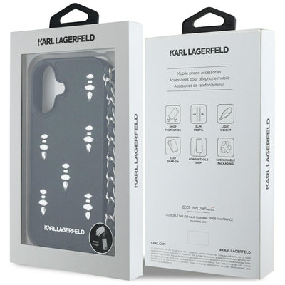 Karl Lagerfeld Saffiano Crystals w/Chain iPhone 16 Case - Black