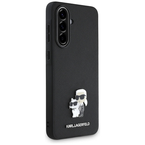 Karl Lagerfeld Saffiano Case w/ K&amp;C Metal Logo for Samsung Galaxy A36 - Black