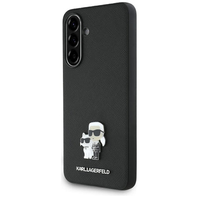 Karl Lagerfeld Saffiano Case w/ K&amp;C Metal Logo for Samsung Galaxy A56 - Black