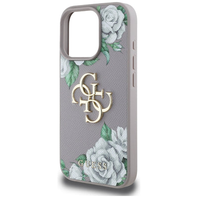 Guess Grained Roses Big 4G Logo iPhone 16 Pro Max Case - Purple
