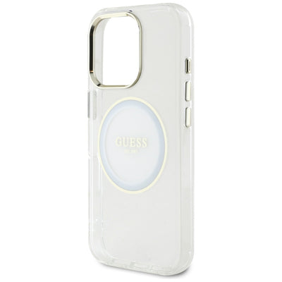 Guess IML Metal Colored Circle Classic Logo MagSafe case for iPhone 16 Pro - white