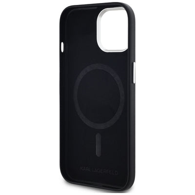 Karl Lagerfeld FW Metal Plate MagSafe iPhone 15 Case - Black