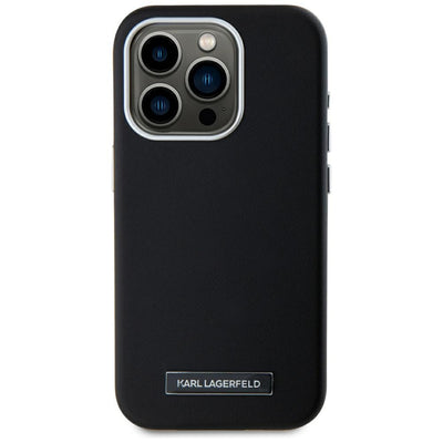Karl Lagerfeld FW Metal Plate MagSafe iPhone 15 Pro Case - Black