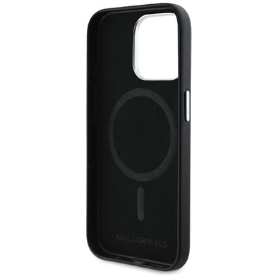 Karl Lagerfeld FW Metal Plate MagSafe iPhone 15 Pro Case - Black