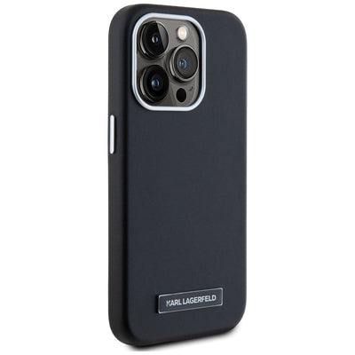 Karl Lagerfeld FW Metal Plate MagSafe iPhone 15 Pro Max Case - Black