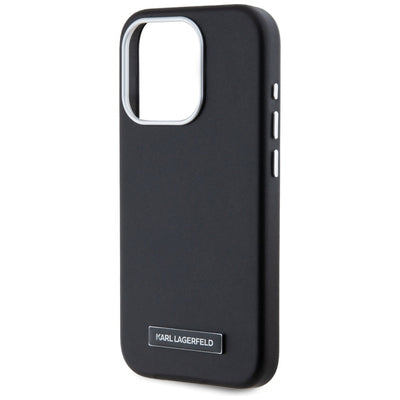 Karl Lagerfeld FW Metal Plate MagSafe iPhone 15 Pro Max Case - Black