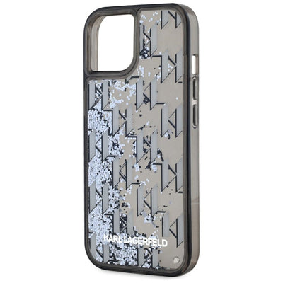 Karl Lagerfeld Liquide Glitter Monogram Gradient iPhone 15 Case - Black
