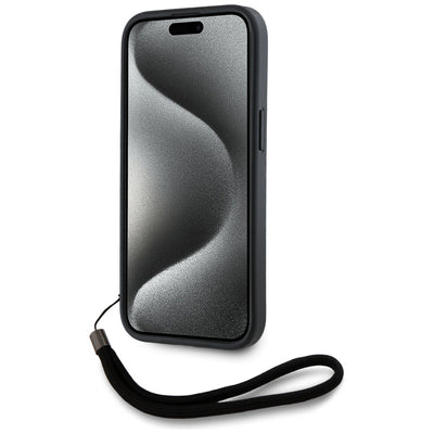 Karl Lagerfeld Saffiano Athleisure Stripes Cord iPhone 15 Pro Max Case - Red