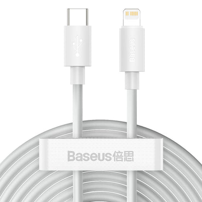 Baseus Simple Wisdom Data Cable Kit USB-C to Lightning PD 20W (2PCS/Set) 1.5m White - Product Image 1