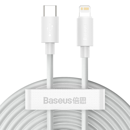 Baseus Simple Wisdom Data Cable Kit USB-C to Lightning PD 20W (2PCS/Set) 1.5m White - Product Image 1