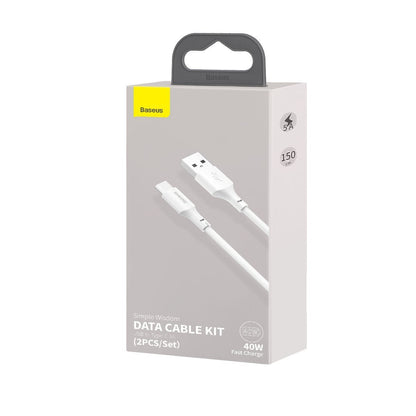 Baseus Simple Wisdom Data Cable Kit USB to Type-C 5A (2PCS/Set）1.5m White - Product Image 12