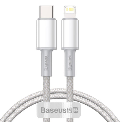 Baseus High Density Braided Cable Type-C to Lightning, PD,  20W, 1m (white) - Product Image 1