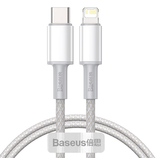 Baseus High Density Braided Cable Type-C to Lightning, PD,  20W, 1m (white) - Product Image 1