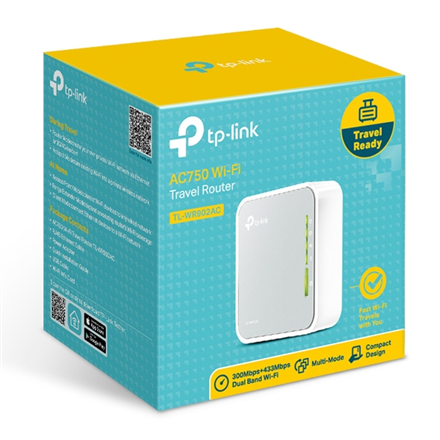 TP-LINK | Router | TL-WR902AC | 802.11ac | 300+433 Mbit/s | 10/100 Mbit/s | Ethernet LAN (RJ-45) ports 1 | Mesh Support 