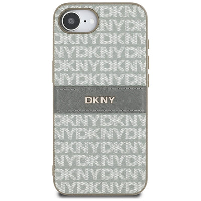 DKNY Repeat Texture Pattern with Tonal Stripe iPhone 16e Case - Beige