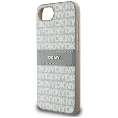 DKNY Repeat Texture Pattern with Tonal Stripe iPhone 16e Case - Beige
